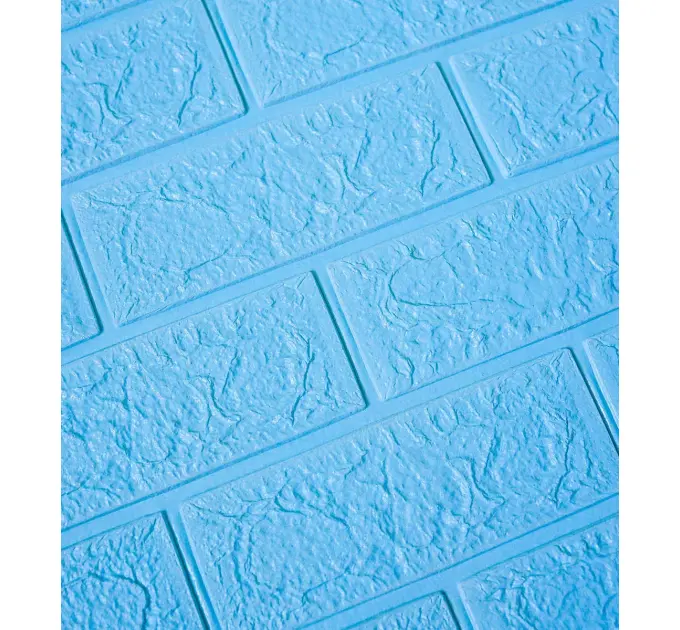 Самоклеюча 3D панель під блакитну рівну цеглу 700x770x4 мм