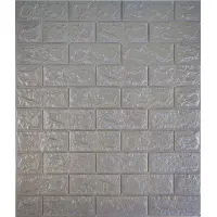 Самоклеюча декоративна 3D панель під сіру срібну цеглу 700x770x5мм