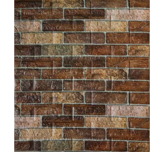 Самоклеюча 3D панель під коричневу єкатеринославську цеглу 700x770x5 мм 