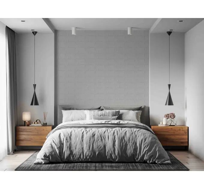 Самоклеюча декоративна 3D панель кладка біла 700x770x6 мм 