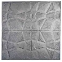 Самоклеюча декоративна 3D панель відображення срібне 700x700x5 мм 