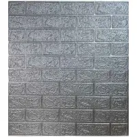 Самоклеюча декоративна 3D панель під срібну цеглу 700x770x3 мм 