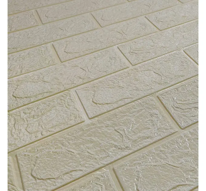 Самоклеюча декоративна 3D панель під бежеву цеглу 700x770x3 мм 