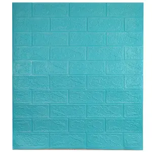Самоклеюча декоративна 3D панель під блакитну цеглу 700x770x3 мм 