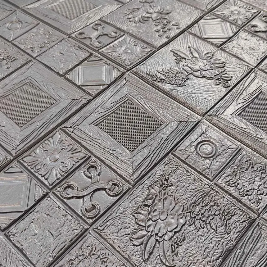 Самоклейна декоративна 3D панель Арт срібна (29295)