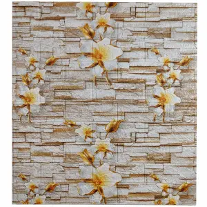 Самоклеюча декоративна 3D панель камінь абрикос 700x770x3 мм 