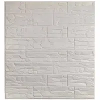 Самоклеюча декоративна 3D панель камінь культура білий 700x770x5 мм 