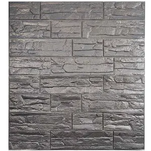 Самоклеюча декоративна 3D панель камінь культура срібний 700x770x5 мм 