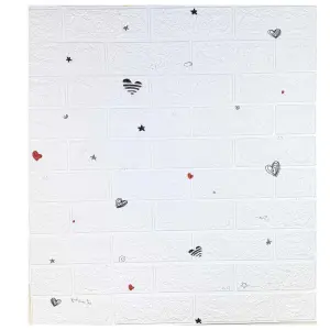 Самоклеюча декоративна 3D панель біла цегла амур 700x770x3 мм 