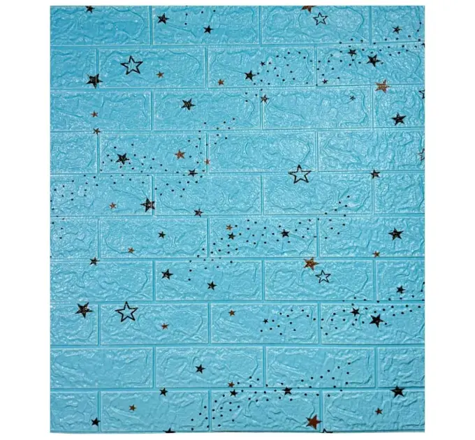 Самоклеюча декоративна 3D панель під блакитну цеглу зірки 700x770x3 мм 