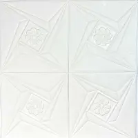 Самоклеюча декоративна 3D панель ромб квітка біла 700x700x5 мм 