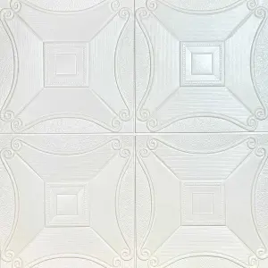 Самоклеюча декоративна 3D панель квадрат еліпс білий 700x700x5 мм 